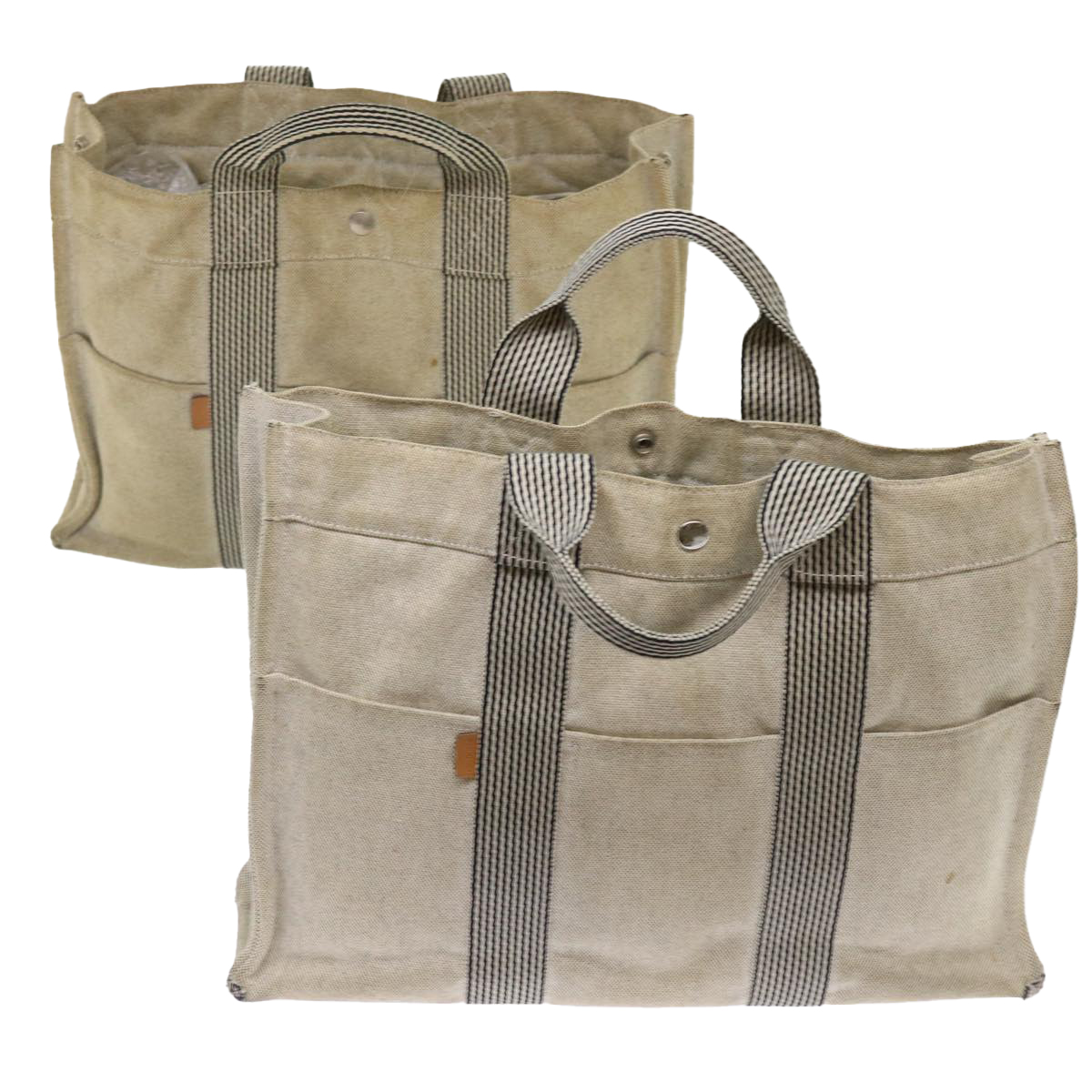 Hermes Fourre Tout Mm Hand Bag Canvas 2set Gray Auth Bs6362